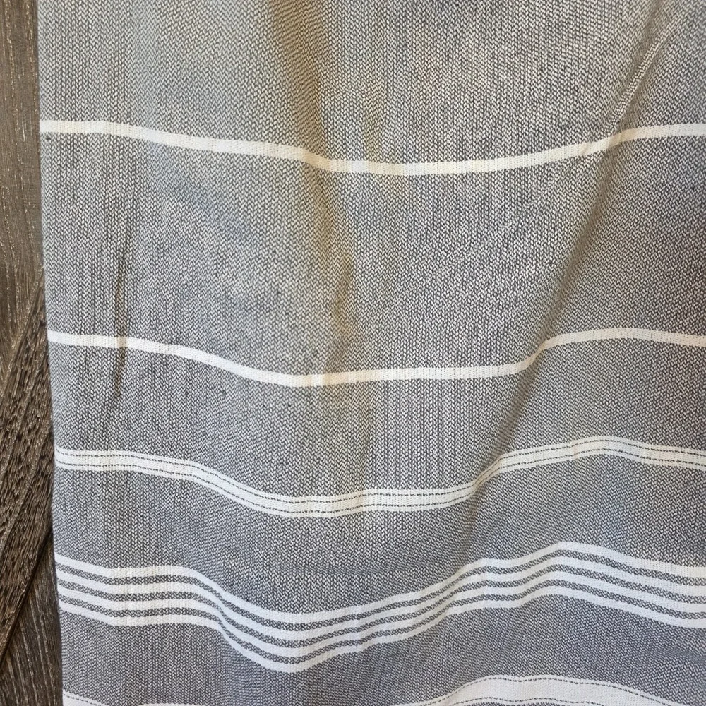 Ephesus Towels Gray & White Herringbone Stripes‎ Turkish Cotton Fringe 68